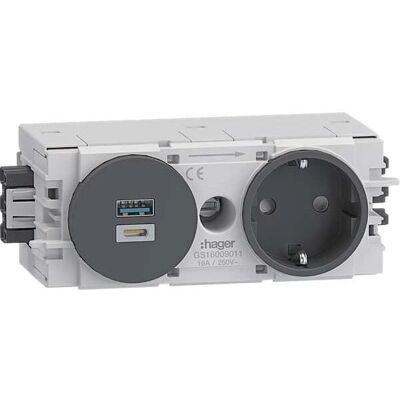 Tehalit GS16009011 - Steckdose 1-fach mit USB-Ladegerät A+C - Elektrische Steckdose Tehalit GS16009011 - Steckdose 1-fach mit USB-Ladegerät A+C - Elektrische Steckdose