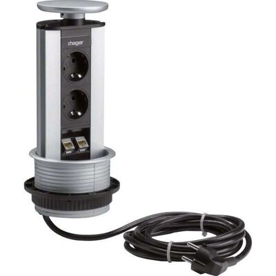 Hager TEH G7044 LAN Elektroverteiler - Tischmontage, 2 Schuko, 2 Cat.6 Hager TEH G7044 LAN Elektroverteiler - Tischmontage, 2 Schuko, 2 Cat.6