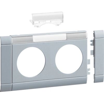 Hager GB08021LAN Aluminium Doppelsteckdose - 2-fach, Beschriftungsfeld, Modular Hager GB08021LAN Aluminium Doppelsteckdose - 2-fach, Beschriftungsfeld, Modular
