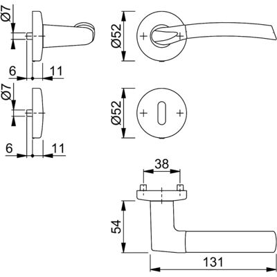 Hoppe Bergen Messing-Rosetten-Türgriff-Garnitur - Innentür - 37-42mm Hoppe Bergen Messing-Rosetten-Türgriff-Garnitur - Innentür - 37-42mm