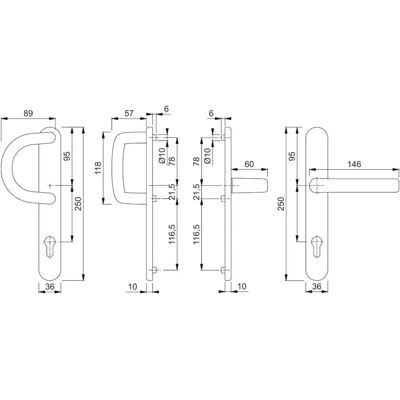 Hoppe Liverpool Aluminium Türgriff-Set - Profilzylinder, Gebogener Griff - Türtyp Hoppe Liverpool Aluminium Türgriff-Set - Profilzylinder, Gebogener Griff - Türtyp
