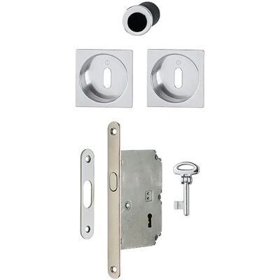 Serrure Hoppe Modèle 4921 - Clé carrée, chromé brillant - Pour porte coulissante Serrure Hoppe Modèle 4921 - Clé carrée, chromé brillant - Pour porte coulissante