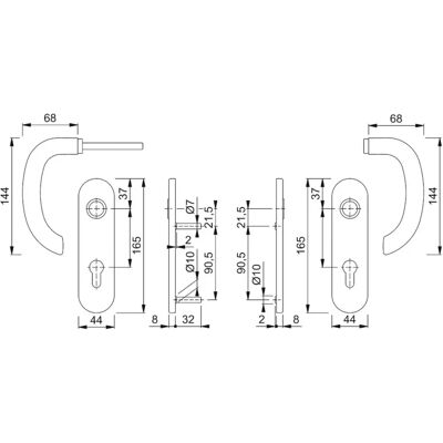 Hoppe Marseille Türgriff + Fenstergriff, Edelstahl, 72mm Schloss, Profilzylinder Hoppe Marseille Türgriff + Fenstergriff, Edelstahl, 72mm Schloss, Profilzylinder