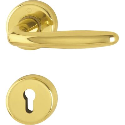 Juego de manijas para puerta y ventana - Latón pulido - Para montaje en roseta - 3066793 Juego de manijas para puerta y ventana - Latón pulido - Para montaje en roseta - 3066793