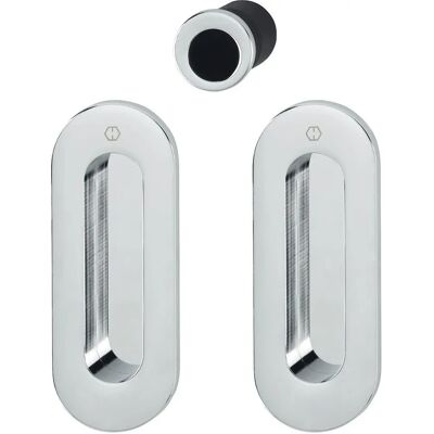 Hoppe M472 Tür- und Fenstergriff-Set - Chrom, Ovale Rosette, Messing Hoppe M472 Tür- und Fenstergriff-Set - Chrom, Ovale Rosette, Messing