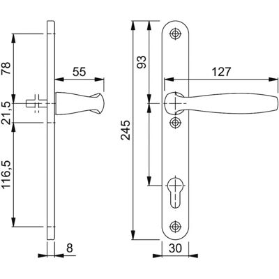 HOPPE Aluminium Tür- & Fenstergriff-Set - 92mm - Profilsorte HOPPE Aluminium Tür- & Fenstergriff-Set - 92mm - Profilsorte