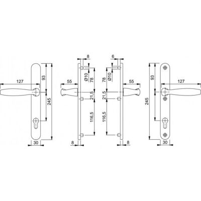 Hoppe - Außen Türgriff-Set mit verdeckten Schrauben - 92mm Abstand Hoppe - Außen Türgriff-Set mit verdeckten Schrauben - 92mm Abstand