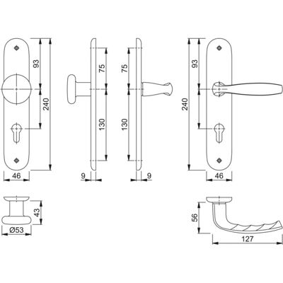 HOPPE Aluminium Langschild-Set - Innentürgriff - 72mm - Langschild HOPPE Aluminium Langschild-Set - Innentürgriff - 72mm - Langschild