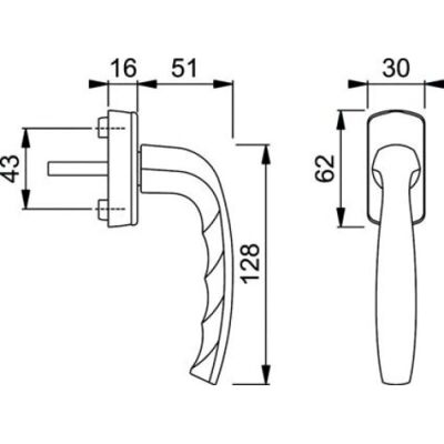 HOPPE - New York - 7 mm carré - 43 mm - Window handle HOPPE - New York - 7 mm carré - 43 mm - Window handle