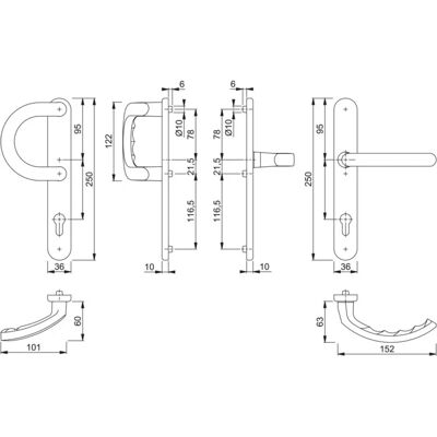 Hoppe Luxemburg Aluminium-Schmalschild-Wechsel-Garnitur - Weiß - Türgarnitur Hoppe Luxemburg Aluminium-Schmalschild-Wechsel-Garnitur - Weiß - Türgarnitur