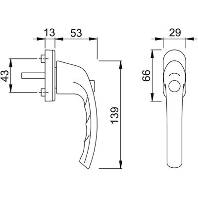 Hoppe Aluminium-Fenstergriff 0710SV/U26 Selbstsperrend Weiß Hoppe Aluminium-Fenstergriff 0710SV/U26 Selbstsperrend Weiß