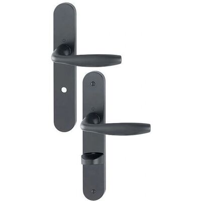 Poignée de porte en aluminium HOPPE sur grande plaque - 1810/300M - Noir mat Poignée de porte en aluminium HOPPE sur grande plaque - 1810/300M - Noir mat