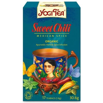 Thé Chili Doux Bio Yogi - Mélange d'Herbes et d'Épices - Publicité Thé Chili Doux Bio Yogi - Mélange d'Herbes et d'Épices - Publicité