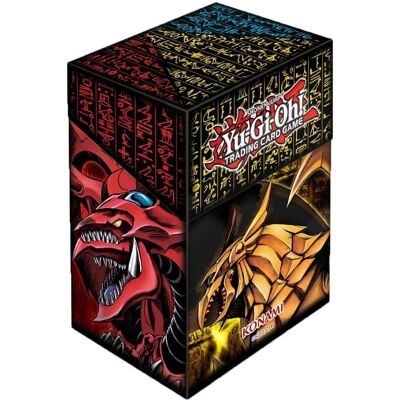 Boîte à cartes Yu-Gi-Oh! Konami Slifer, Obelisk & Ra 70 pochettes avec séparateur - Publicité Boîte à cartes Yu-Gi-Oh! Konami Slifer, Obelisk & Ra 70 pochettes avec séparateur - Publicité