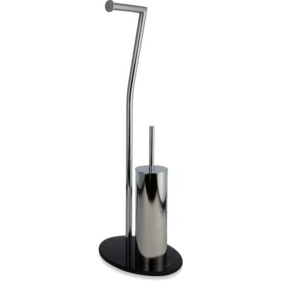 MÖVE Stand Toilet Paper Holder with Brush, Silver - Toilet Accessories MÖVE Stand Toilet Paper Holder with Brush, Silver - Toilet Accessories