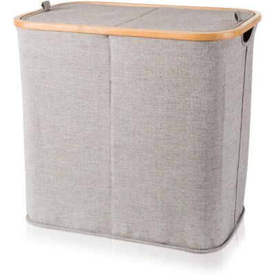 MÖVE Bamboo Laundry Basket - 89L, Grey, Dual Compartments MÖVE Bamboo Laundry Basket - 89L, Grey, Dual Compartments