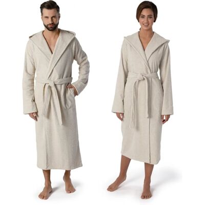 möve Wellbeing Peignoir Beige en Coton Bio et Lin - Peignoir möve Wellbeing Peignoir Beige en Coton Bio et Lin - Peignoir