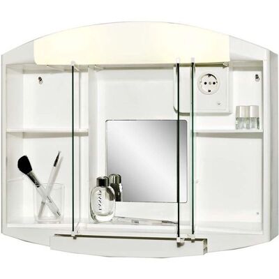 Jokey Elda Weiß Spiegelkasten - 3 Türen, 2 Glashyllen - Badschrank Jokey Elda Weiß Spiegelkasten - 3 Türen, 2 Glashyllen - Badschrank