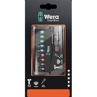 Set de Puntas de Destornillador Wera 05073980001 - Impacto Resistente, 10 uds Set de Puntas de Destornillador Wera 05073980001 - Impacto Resistente, 10 uds
