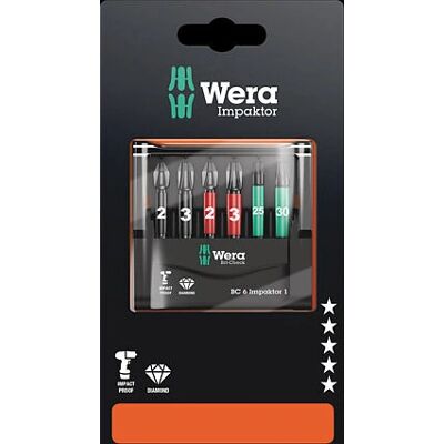 Wera WER073890 Conjunto de pontas para impacto - 6 peças Wera WER073890 Conjunto de pontas para impacto - 6 peças