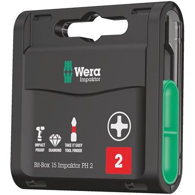 Wera WER057752 Bit-Box 15 Impaktor PH2 x 25mm - Schrauberbits Wera WER057752 Bit-Box 15 Impaktor PH2 x 25mm - Schrauberbits