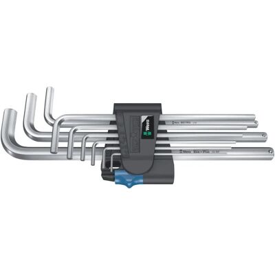 Conjunto de Chaves de Allen Wera 950/9 - Acabamento Cromado - Para Parafusos Hexagonais Conjunto de Chaves de Allen Wera 950/9 - Acabamento Cromado - Para Parafusos Hexagonais