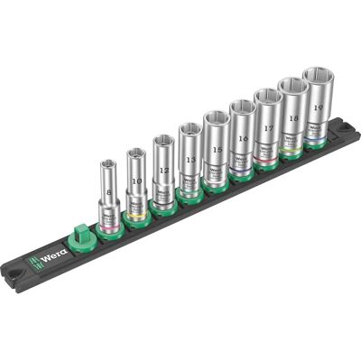 Wera Deep Socket Wrench Set - 3/8 Inch Drive - 9 Pieces Wera Deep Socket Wrench Set - 3/8 Inch Drive - 9 Pieces