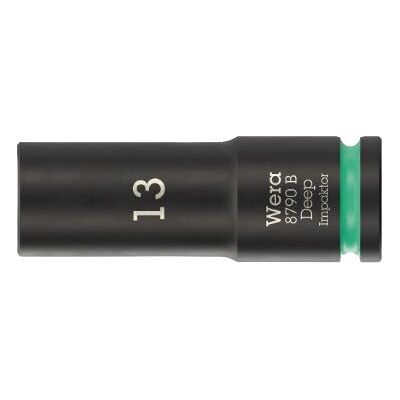 Wera Impact Socket - Dyp 3/8'' sekskant - Svart, Grønn Wera Impact Socket - Dyp 3/8'' sekskant - Svart, Grønn