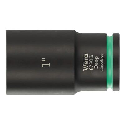 Wera Impact Socket - 3/8'' Annetrekk, 1''x63 mm, Svart, Grønn - Impact Socket Wera Impact Socket - 3/8'' Annetrekk, 1''x63 mm, Svart, Grønn - Impact Socket