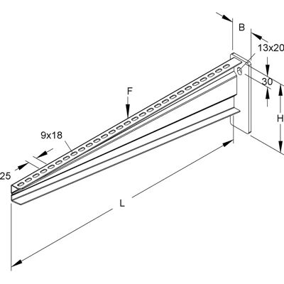Niedax KTA 700 Stahl Kabelkanalstütze - 90° 730mm Niedax KTA 700 Stahl Kabelkanalstütze - 90° 730mm