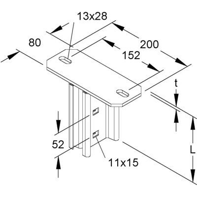 Niedax KIQ 80 - Kabelbrückenmontageplatte - I-Profil, 90° Niedax KIQ 80 - Kabelbrückenmontageplatte - I-Profil, 90°