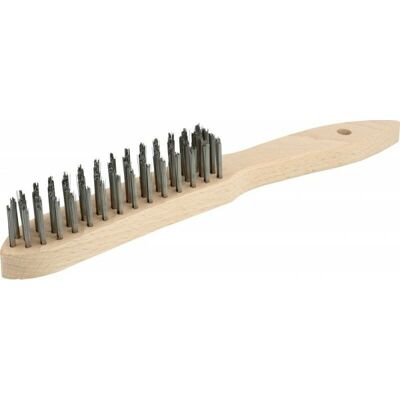 Brosse à fil Osborn - 4 rangées, acier, poignée en bois - Publicité Brosse à fil Osborn - 4 rangées, acier, poignée en bois - Publicité