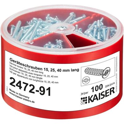 Kaiser 2472-91 Selbstschneidende Schrauben - 3 Größen - Geräte- und Deckelbefestigung Kaiser 2472-91 Selbstschneidende Schrauben - 3 Größen - Geräte- und Deckelbefestigung