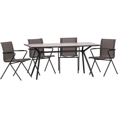 Acamp Alpha Tex Garten-Esstisch-Set - 4 Stühle & 160cm Glastisch Acamp Alpha Tex Garten-Esstisch-Set - 4 Stühle & 160cm Glastisch