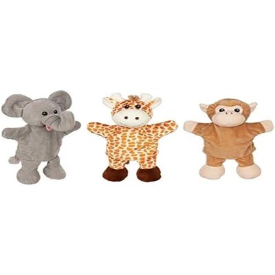 Marionnette Main Goki - Singe, Girafe, Éléphant - 30cm - Publicité Marionnette Main Goki - Singe, Girafe, Éléphant - 30cm - Publicité