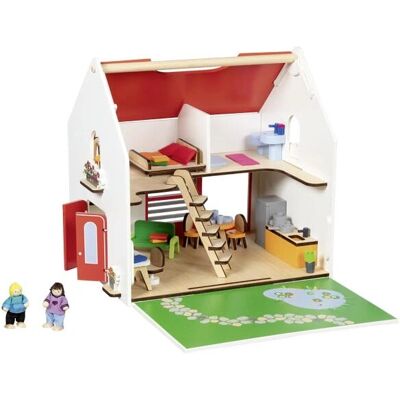 Goki 51458 Holzpuppenhaus - 54-teilig mit Möbeln & Figuren Goki 51458 Holzpuppenhaus - 54-teilig mit Möbeln & Figuren