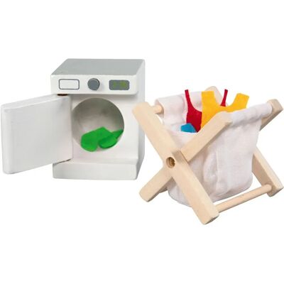 Goki Houten Dollhouse Meubels - Multicolor Wasruimte Set voor Kinderen 3+ Goki Houten Dollhouse Meubels - Multicolor Wasruimte Set voor Kinderen 3+