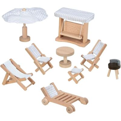 Goki Holz-Puppenmöbel Gartenmöbel-Set - 9 Stck, Mehrfarbig Goki Holz-Puppenmöbel Gartenmöbel-Set - 9 Stck, Mehrfarbig