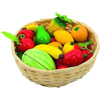 GOKI Wooden Fruit and Vegetable Set - 23 Pieces - Educational Toy for Kids GOKI Wooden Fruit and Vegetable Set - 23 Pieces - Educational Toy for Kids