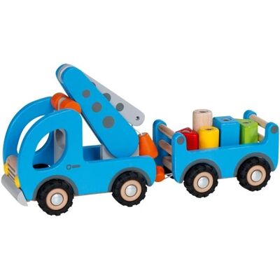 Goki Kranwagen aus Holz mit Anhänger - Spielzeugauto Goki Kranwagen aus Holz mit Anhänger - Spielzeugauto