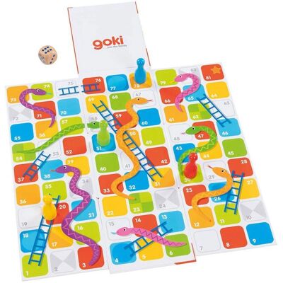 GOKI Schlangen und Leitern XXL 15x15x15cm mit Würfeln - Brettspiel für 4+ - DA-8656636 GOKI Schlangen und Leitern XXL 15x15x15cm mit Würfeln - Brettspiel für 4+ - DA-8656636