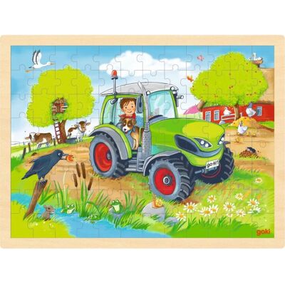 Puzzle Tracteur en Bois Goki - 96 Pièces Puzzle Tracteur en Bois Goki - 96 Pièces