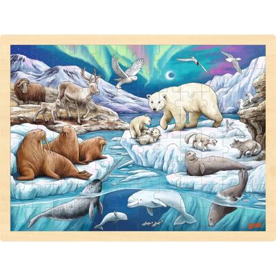 GOKI Arctische Dieren Puzzel - 96 st, Hout, 40x30cm - Leerzaam GOKI Arctische Dieren Puzzel - 96 st, Hout, 40x30cm - Leerzaam