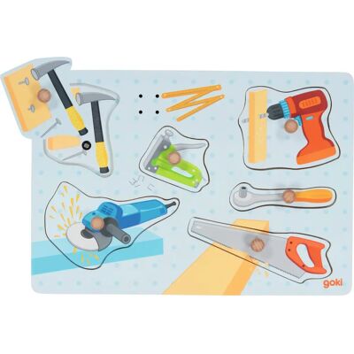 GOKI Houten Geluidspuzzel Gereedschap 6 stuks - Puzzel GOKI Houten Geluidspuzzel Gereedschap 6 stuks - Puzzel