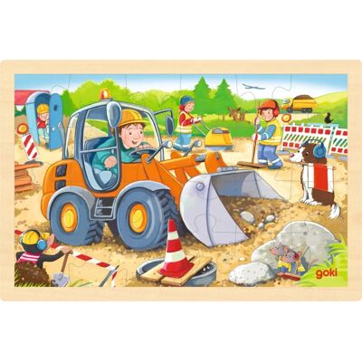 Goki Houten Legpuzzel Bouwplaats - 24st. Multikleuren Goki Houten Legpuzzel Bouwplaats - 24st. Multikleuren