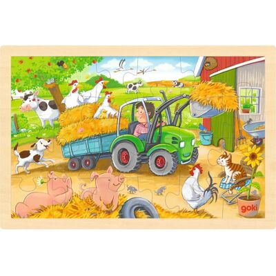 Goki 57420 - Houten Tractor Puzzel - 24 Stukjes - Boerderij Speelgoed Goki 57420 - Houten Tractor Puzzel - 24 Stukjes - Boerderij Speelgoed