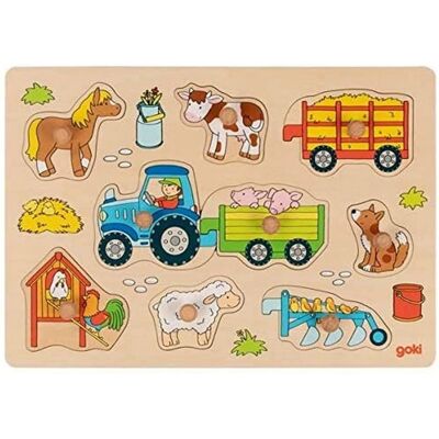 Goki Puzzle in legno Trattore - Fattoria 9 pezzi Goki Puzzle in legno Trattore - Fattoria 9 pezzi