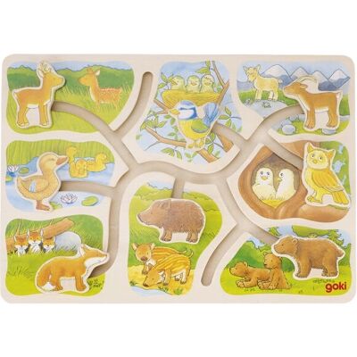 Goki 57749 Holz-Schiebepuzzle - Tiere Goki 57749 Holz-Schiebepuzzle - Tiere