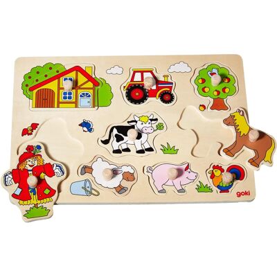 Goki Farm Wooden Puzzle 30x21cm 9pcs - Wooden Puzzle Goki Farm Wooden Puzzle 30x21cm 9pcs - Wooden Puzzle