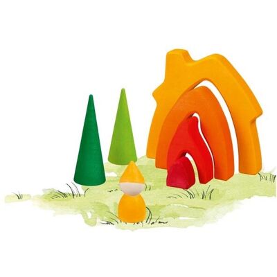Goki 58427 Spielset - Holzhaus mit Bauklötzen für Kinder Goki 58427 Spielset - Holzhaus mit Bauklötzen für Kinder